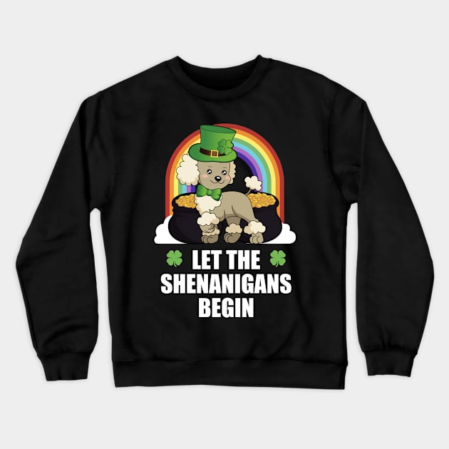 Poodle Dog Shenanigans Funny St Patricks Day Crewneck Sweatshirt by TheBeardComic